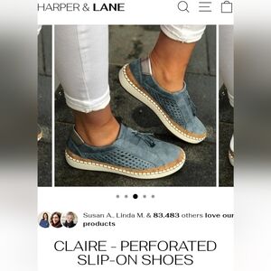 Blue Perforated Slip-On Shoes